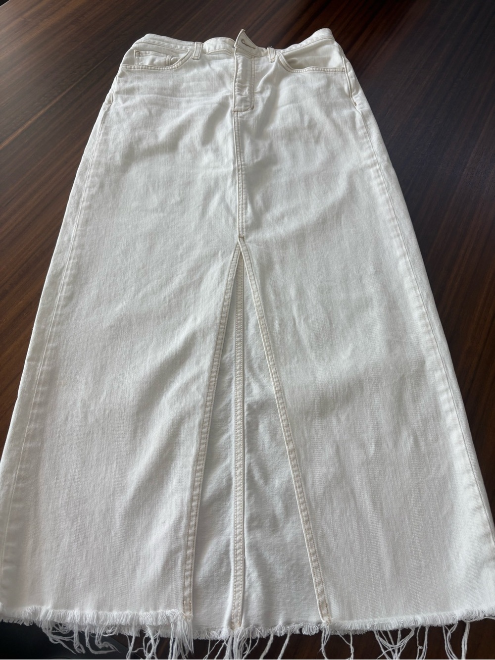 Joe's Jeans White Denim Skirt with Suede Logo Patch